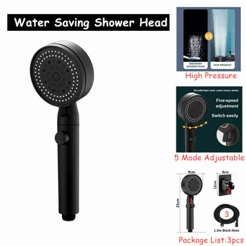 Horúce 5 Režime Nastaviteľné Sprcha Hlavy, Vysoký Tlak Kúpeľňa so Sprchou Jedno-tlačidlo Stop pre Úsporu Vody, Kúpele Showerheads Kúpeľňových Doplnkov