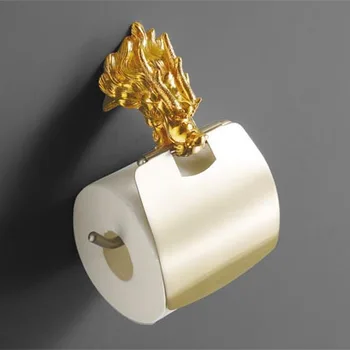 VidricLuxury Wall Mount Gold Dragon Dizajn Papierovej Krabici Prejdite Držiak Wc Zlato Papiera Držiak Tkaniva Box kúpeľňové Doplnky MB-095