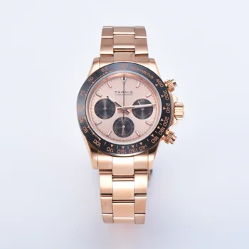Bežné Parnis 39 mm Rose Gold Mužov Quartz Hodinky Chronograf Sapphire Crystal Nehrdzavejúcej Ocele pánske náramkové hodinky reloj hombre 2023