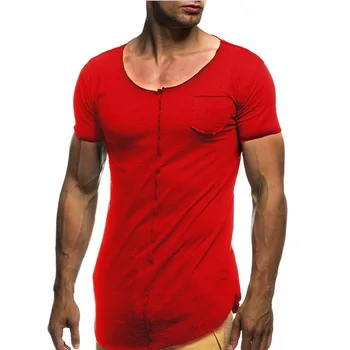 A1548 Lete nové pánske T-shirts farbou slim trend bežné krátke rukávy móda