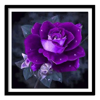3D Výšivky Diy Diamond Maľovanie Diamond Výšivky Námestie Prilepili Dekoračné Samolepky na Stenu Cross Stitch Remesiel Purple Rose