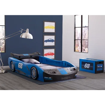 Delta Deti Turbo Pretekárske Auto, oddelené Postele, Modrá batoľa posteľ detské lôžko deti posteľ detský nábytok