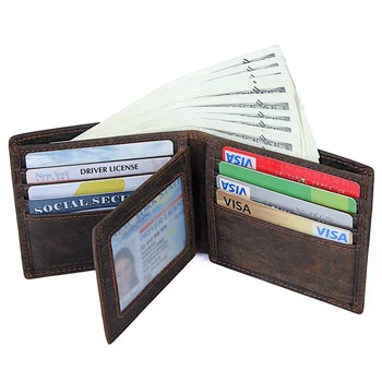 Retro pánske Newsbirds peniaze taška vrchnú vrstvu crazy horse kožené multi-funkcia multi-card peňaženky trifold krátke kabelku rfid
