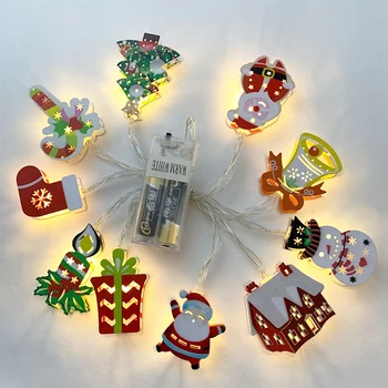 Svetelné Reťazce Kovaného Železa Umenie String Svetlá na Vianočný Dekor Santa Claus Vianočný Stromček Zvony Sviečka Modelovanie Svetlá