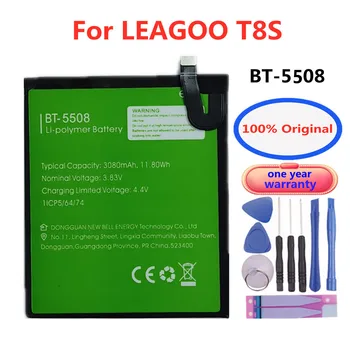 Kvalitné Originálne 3080mAh BT-5508 Mobilný Telefón Batéria Pre LEAGOO T8S BT5508 Náhradné Batérie kontakty batérie +Sledovacie Číslo