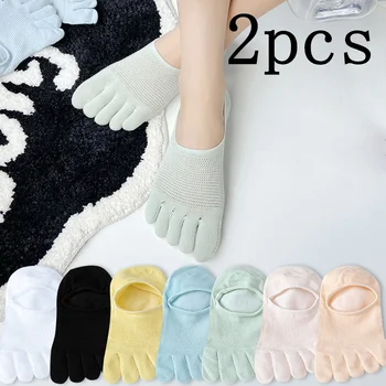 2 Ks Päť Prstov Ponožky Letné Tenké Priedušná Duté Farbou Roztomilý Japonské Neviditeľné Loď Ponožky Split Prst Žena Ponožky