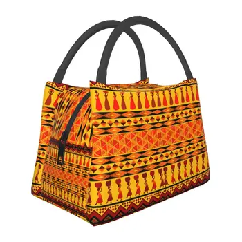 Tradičné Africké Etnických Dizajn Izolované Obed Taška pre Vonkajšie Piknik Afrike Tribal Art Tepelnej Chladnejšie Lunch Box Ženy