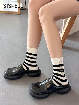 VGH Colorblock Prekladané Casaul Ponožky Pre Ženy Stredného Valca Úplnej Minimalistický Ponožky Žena
