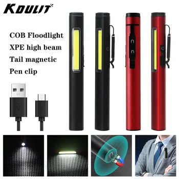 USB Nabíjateľná LED Baterka Strane KLASU Prenosný MINI Pero Klip Svetlo Postavený V Batérie Multifunkčné Camping Núdzové Svietidlo
