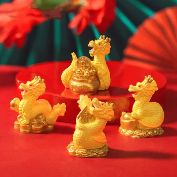 Nový Rok Darček Figúrka Miniatúrny Zlatý Drak Micro Krajiny Ozdoby Na Hoom Dekorácie Kancelársky Stôl Príslušenstvo Izba Dekor