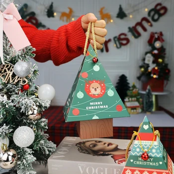 Vianočný Strom Tvar Candy Box Darčekové Tašky Vianoce DIY Cookie Candy Obaly Boxy Party Dekorácie na Vianočný Stromček Prívesky