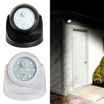 9 LED Senzor Pohybu, Nočné Svetlo 360 Stupňov Rotácie Bezdrôtový Automatické zapnutie/Vypnutie PIR Noc Lampa Svetlo Nástenné Svietidlo pre Vnútorné Vonkajšie
