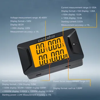 PZEM-028 AC digitálny displej multi-function meter Voltmeter Ammeter činný výkon, účinník detektor