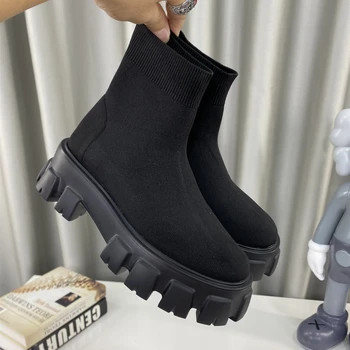 Topánky Pre Ženy Size34-45 Pár Pletenie Ponožky, Topánky Na Vysokom Opätku, Členkové Topánky Ploché Platformu Dizajnér Mužov Topánky Zapatillas Mujer