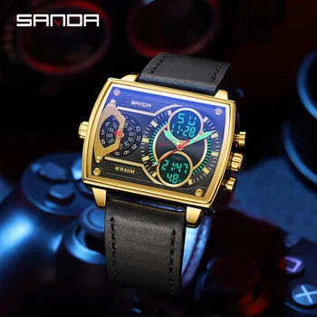 SANDA 2022 Nové Luxusné Pánske Hodinky Top Značky Módnych Digitálne Quartz Duálne Zobrazovanie Náramkové hodinky Pre Mužov Hodiny Relogio Masculino 6032