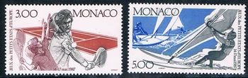 2ks/Set Nové Monako Post Pečiatka 1987 Tenis Plachetnici Gravírovanie Pečiatok MNH