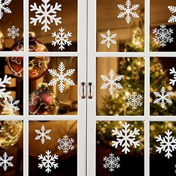 2 ks Vianočné Okno Nálepky Biela Snowflower Nálepky Falošné Snehu Flóry Okno Nálepky Diy Vianočné Dekorácie Dodávky