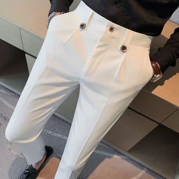 Muži Oblek Nohavice 2023 Nový Britský Štýl Podnikania Bežné Pevné Slim Fit Rovné Šaty, Nohavice pre Mužov Formálne Nohavice Mužov Oblečenie