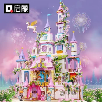 POUČ sa Stavebné Bloky a Kvetina Princezná Hrad Model Montáž Dekorácie pre Deti Puzzle, Hračky Darček k Narodeninám