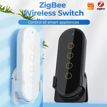 ZigBee Bezdrôtový 12 Scény 4 Gang Smart Light Switch, Diaľkové & App Control, Vytvoriť Váš Smart Home Teraz!