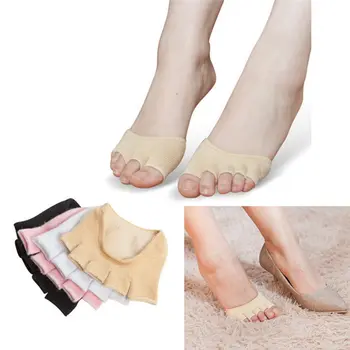 Bavlna Pol Palm Ponožky S Prstami Ženy Neviditeľné Non Slip Päť Prstov Vysokým Podpätkom Ponožky Predné Nohy Otvorené Prst Žena Slingback Ponožky