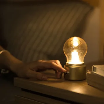 USB Nabíjateľné Žiarovky, Svetlá Vintage Retro Zlato Bezdrôtový Stolná Lampa pre Nový Rok Holiday Home Štúdia Miestnosti Dekorácie Nočné Osvetlenie