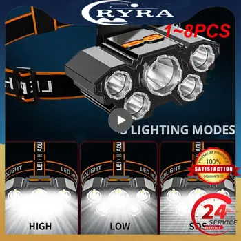 1~8PCS Led Silné predné svetlo Super Jasná Hlava-montáž Baterka Usb Nabíjateľné vstavanú Batériu Vonkajšie Nabíjateľná Noc