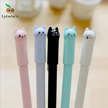 4 Kus Lytwtw je Gélové Pero Cute Cat Plastového Materiálu Kawaii Novinka Školy Dodanie Office kancelárske potreby Násady Kreatívny Darček kreslených
