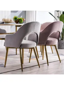 Jedálenské stoličky moderný minimalistický čistý červený salónik make-up stoličky káva stoličky kovaného železa domov operadlo, jedálenské stoličky