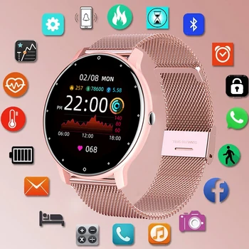 2023 Smart hodinky Dámy Celej dotykovej Obrazovky a Šport Fitness Hodinky, vodotesný IP67 Bluetooth Pre Android iOS Smart Hodinky Žena