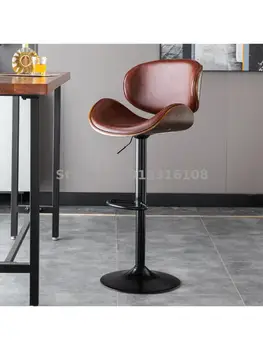 Európsky štýl masívneho dreva zdvíhacie bar stolička, operadlo svetlo luxusný bar vysoké stoličky barové rotujúce domácnosť, jednoduché vysoké nohy