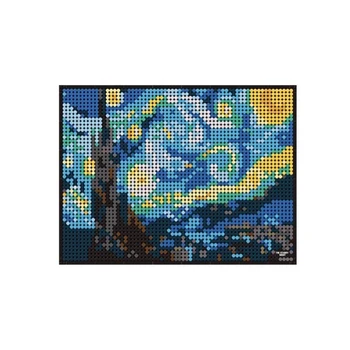 WanG5123 Tehly Hračky, Domáce Dekorácie olejomaľba Mozaiky Art Pixel Maľovanie Stavebné Bloky, Hviezdna Noc Slnečnice 52x40CM