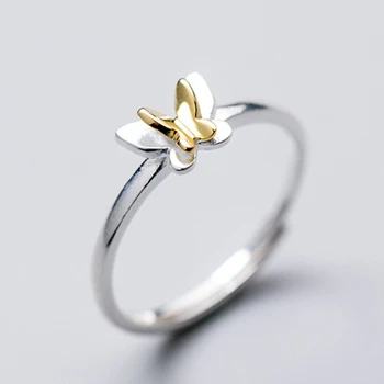 Nové Módne 925 Sterling Silver Butterfly Nastaviteľná Ring Pre Ženy, Dievča, Kórejský Štýl Striebornom Krúžku Svadobné Šperky
