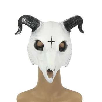 Halloween Ovce Lebky Maska S Kozie Rohy Ram Rohy Maska Strašidelný Pu Pena Pre Dospelých Strany Maškaráda Cosplay Kostým Príslušenstvo