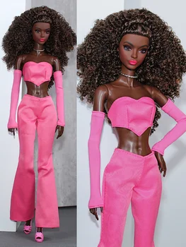 Hot pink oblečenie set / srdce top + dlhým rukávom + nohavice / 30 cm bábiky oblečenie módne farby oblečenia Pre 1/6 Xinyi FR ST Bábika Barbie