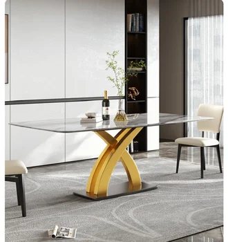 Svetlo luxusná prírodná farba crystal kameň high-end domov obdĺžnikový jedálenský stôl a stoličky zmes
