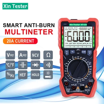 Xin Tester Digitálny Multimeter 6000 Počíta Anti-pálenie Tester Multimetro NCV Tranzistor Kondenzátor Podsvietenie Lcr Meter