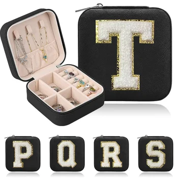 Šperky Úložný Box Cestovné Prenosné Pu Kožené Šperky Prípade Náušnice Náhrdelník Krúžok Organizátor 26 Gold List Výšivky Štítok