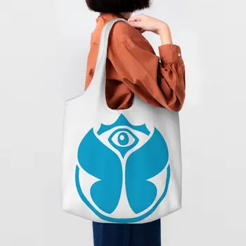 Recyklácia Modrá Tomorrowlands Nákupní Taška Ženy Ramenný Plátno Tote Bag Umývateľný Obchod S Potravinami Shopper Tašky Kabelky