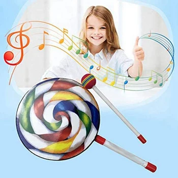 8 cm Lízatko Tvar Bubnu S Paličkou Rainbow Hudobný Rytmus Nástroje Deti, Baby, Deti sa hrajú Hračka