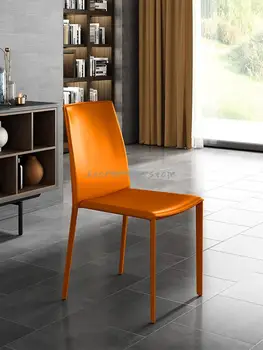 Sedlo Kožené Jedálenské Stoličky Môžete Vrstviť Taliansky Ľahké Luxusný Dizajn Úplné Kožené Minimalistický Jedálenský Stôl A Stoličky Veľkosť