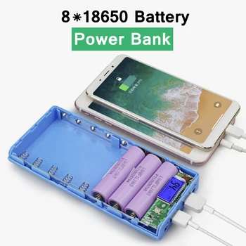 8 Sloty Nabíjačka DIY 8*18650 Nabíjateľné Batérie Banka s LED Indikátor Telefón Rýchle Nabíjanie Powerbank pre Xiao