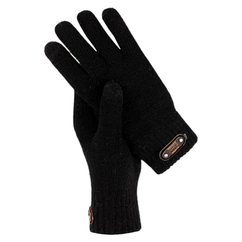 1 pár pánske Zimné rukavice elastické vlny linajkované pletené vonkajší dotykový displej rukavice Cestovné teplé Cyklistické rukavice pánske rukavice