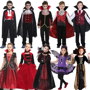 Deti Dieťaťa Upír Kostým Gróf Dracula Cosplay Chlapci Vampiress pre Dievčatá Purim Halloween Party Fantasia Zdobiť
