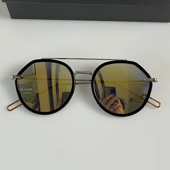 Gafas de sol de estilo Punk para hombre y mujer, lentes de sol de alta calidad, estilo Steampunk, redondas, Retro, 0219S