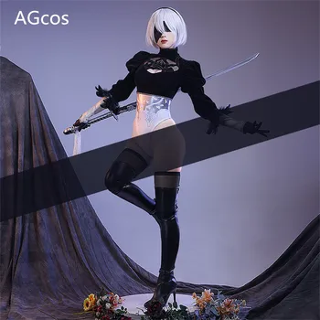 AGCOS Predpredaj Anime NieR:Automaty 2B YoRHa Č. 2 Cosplay Kostým Žena Gotický Kombinézach Sexy Cosplay