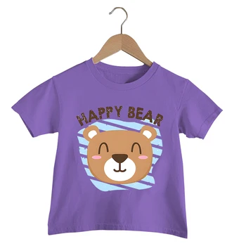 Móda Happy Bear Tlač Deti, T Košele Legrační Zviera Krátke Sleeve Tee Cartoon Medveď Dievčatá Tshirt Lete Kawaii Medveď Chlapci Oblečenie