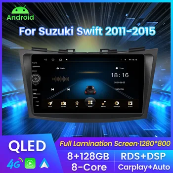 QLED 8+128G autorádio, Stereo Video Prehrávač, GPS Hlavy Jednotky Na Suzuki Swift 2011 2012 2013 2014 2015 pre carplay 4G DSP RDS 2din