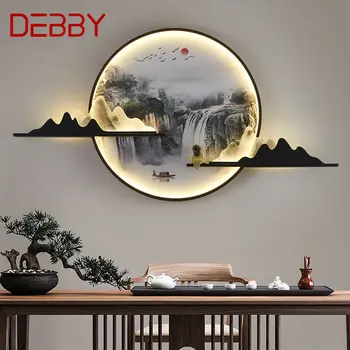DEBBY S Moderným Stene Obraz Svetla LED Čínsky Tvorivé Kruhové Krajiny nástenná maľba Sconce Lampa Pre Domáce Obývacia Spálňa Štúdia