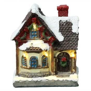 Svetelný Malý Dom Dekorácie, Vianočné Dekorácie Živice Snehu Domu Vianočné Darčeky (Okrem Batérie) D